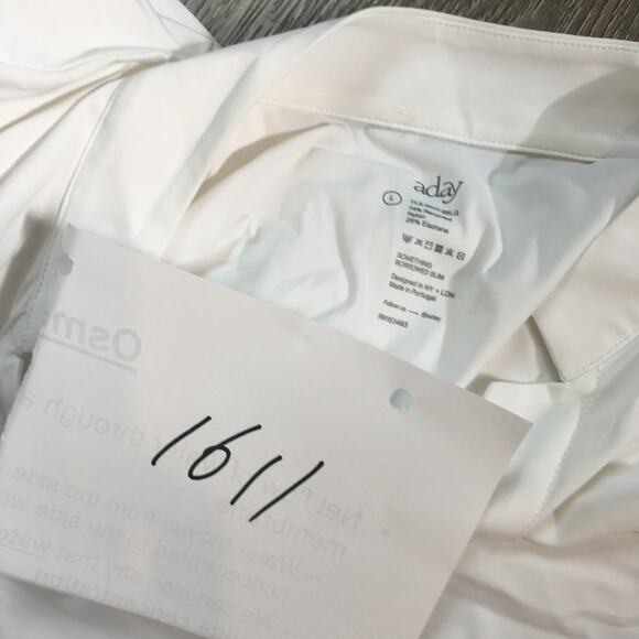 Aday Something Borrowed Slim White Button down shirt Size Large - Picture 8 of 8